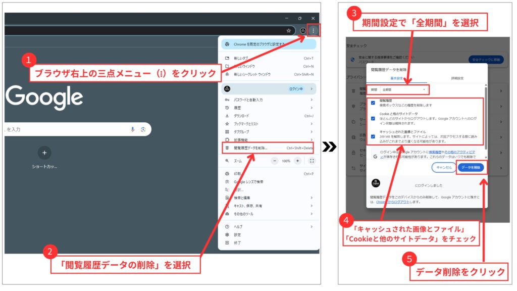 Google Chromeのキャッシュクリア方法