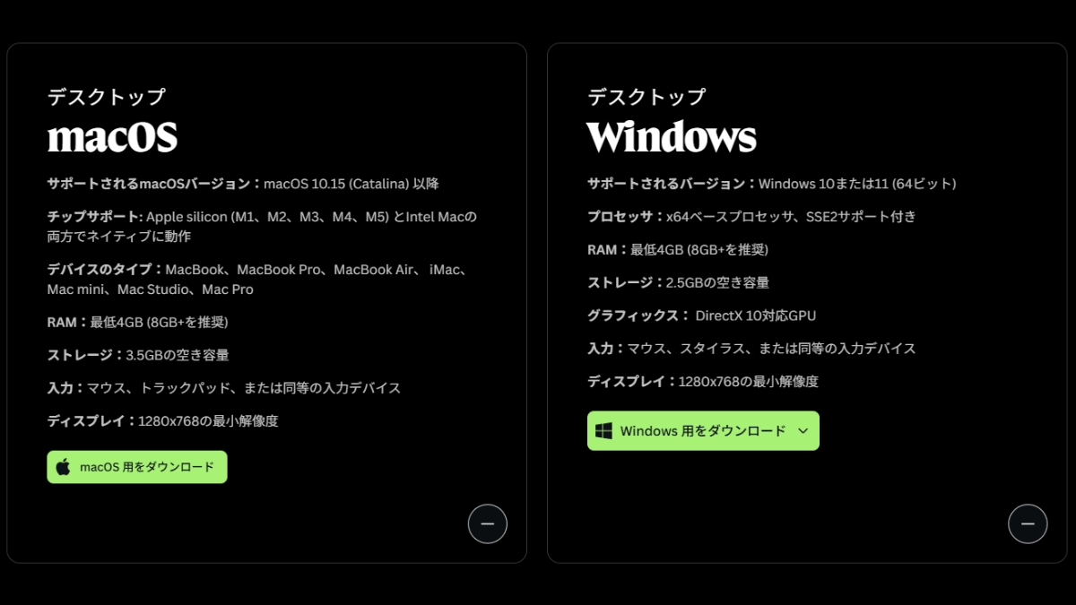 Affinity推奨スペック
