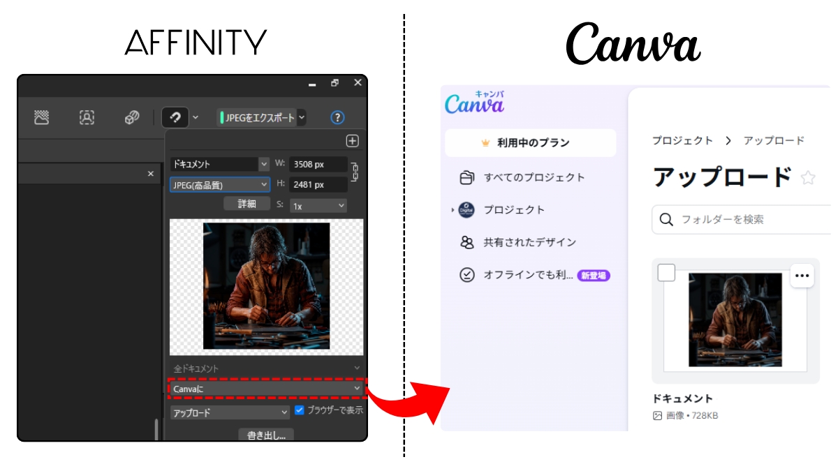 AffinityからCanvaへエクスポート